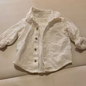 Little Planet by Carters Organic White Button-Up Shirt 12m